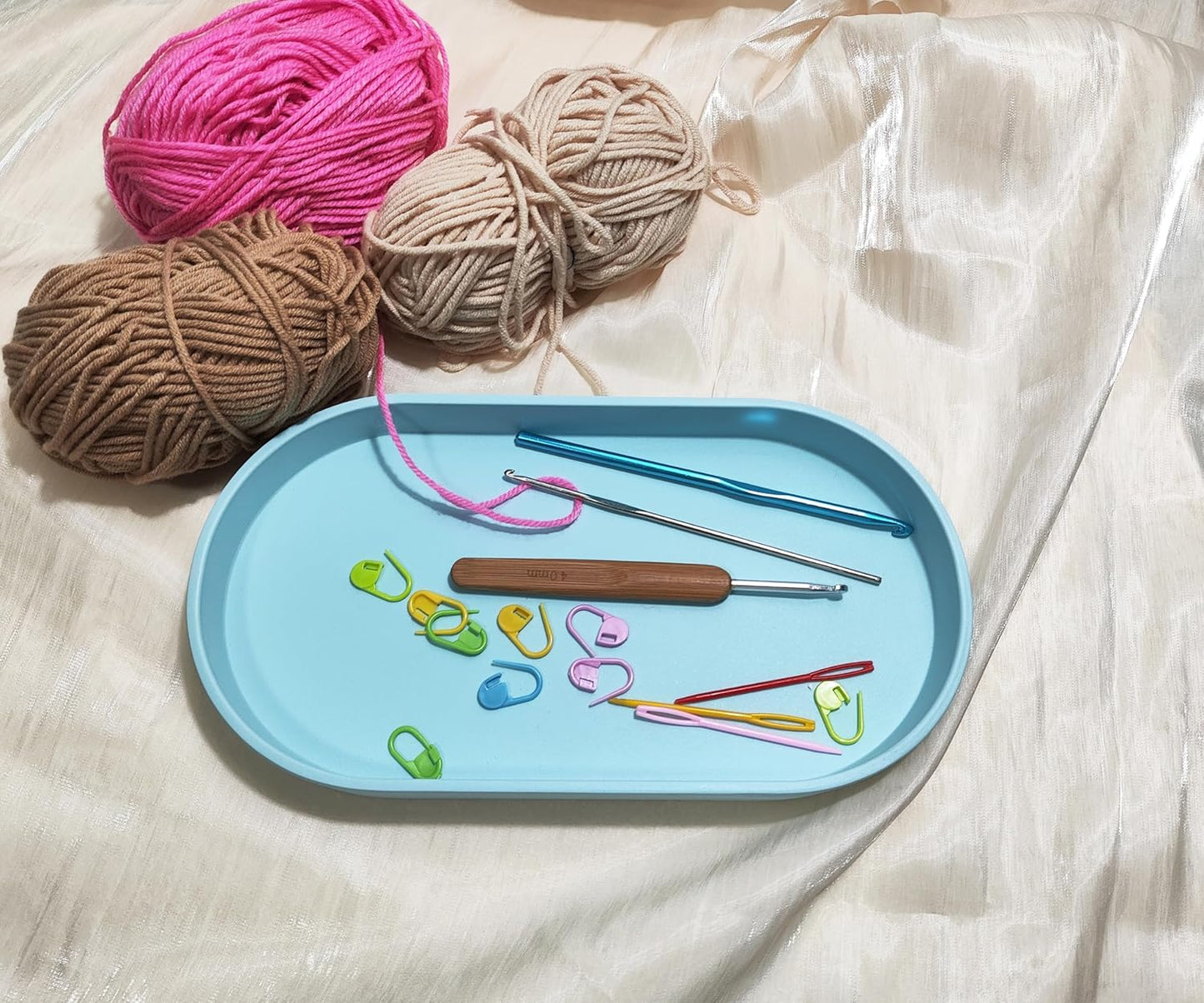 Blue Small Tray (10 inch), Oval Tray for Kitchen Counter, Bathtub Bathroom Vanity Items, Countertop Organizer, Coffee Accessory, Bar, Serving Seasoning, Salt and Pepper, Soap, Perfume.