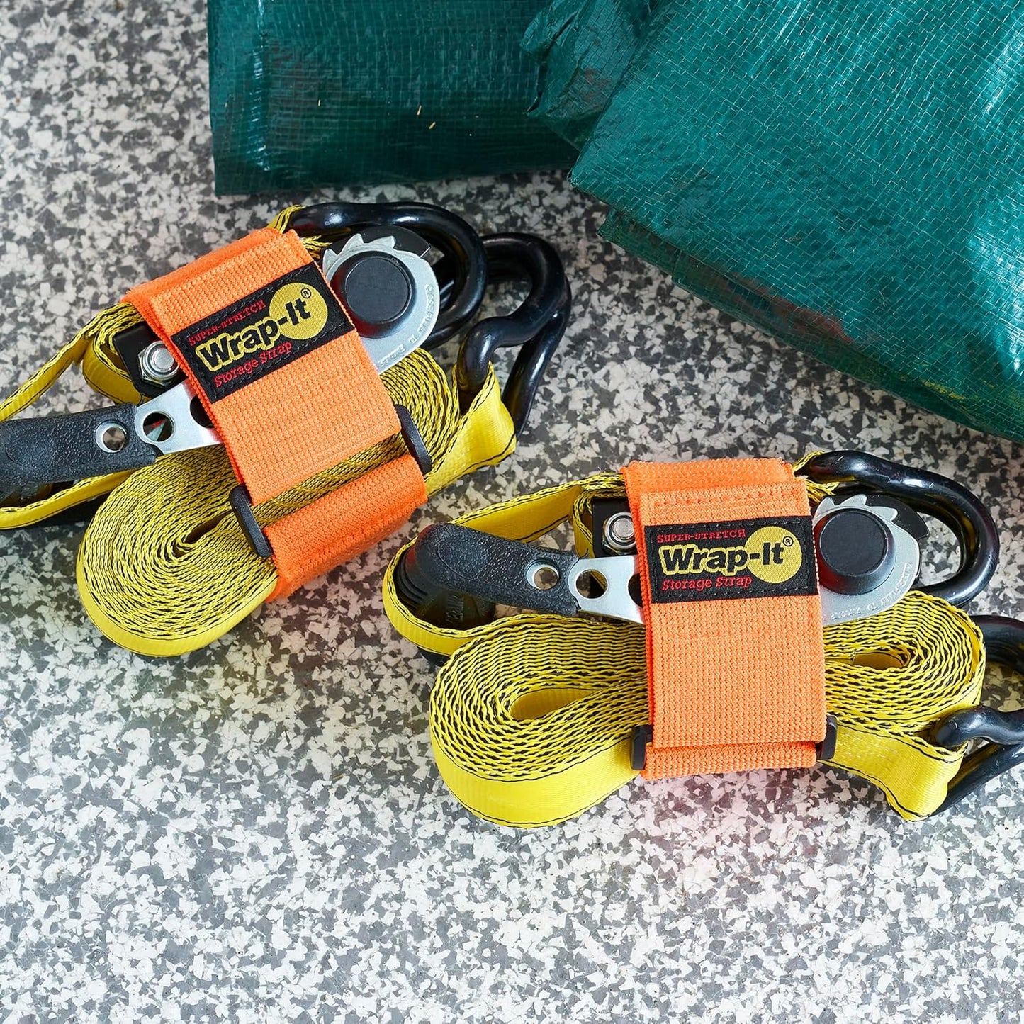 Super-Stretch Wrap-It Storage Straps - 12" (8-Pack) Orange - Elastic Hook and Loop Cinch Straps Extension Cord Organizer Hose and Cables Wraps