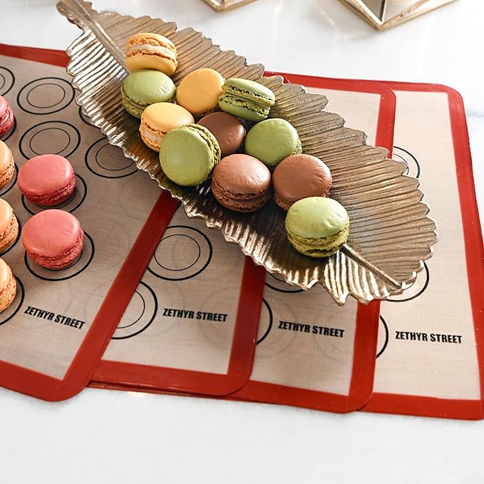 Macaron Silicone Baking Mats - Non-Stick Macaron Mat for Easy Baking | Heat Resistant & Dishwasher Safe Macaron Baking Mat | Reusable & Eco-Friendly, 1/2 Sheet Size - Pack of 4 - For Macarons And More