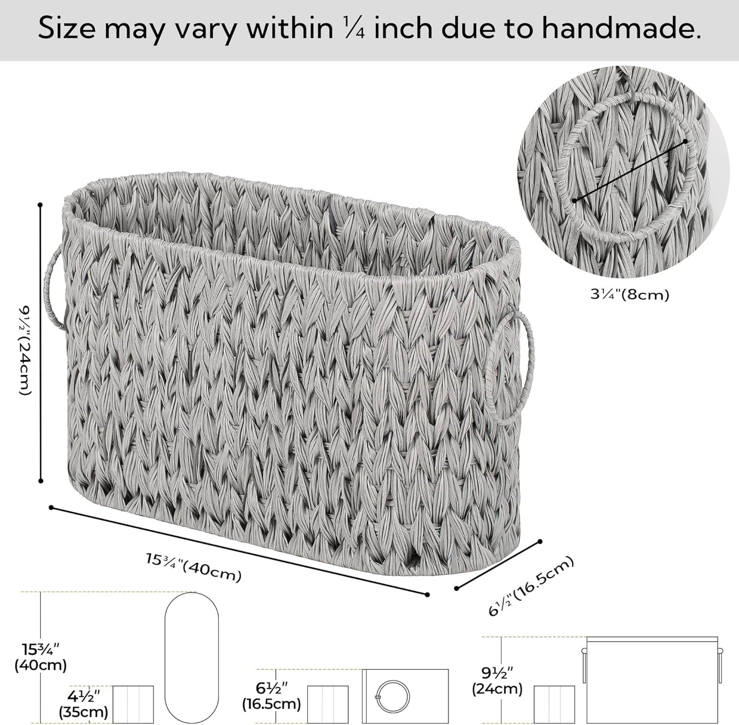 GRANNY SAYS Toilet Paper Storage, Toilet Paper Basket for Bathroom, 6 Mega Rolls Organizer Free Standing, Wicker Basket for Bathroom Storage, Grey