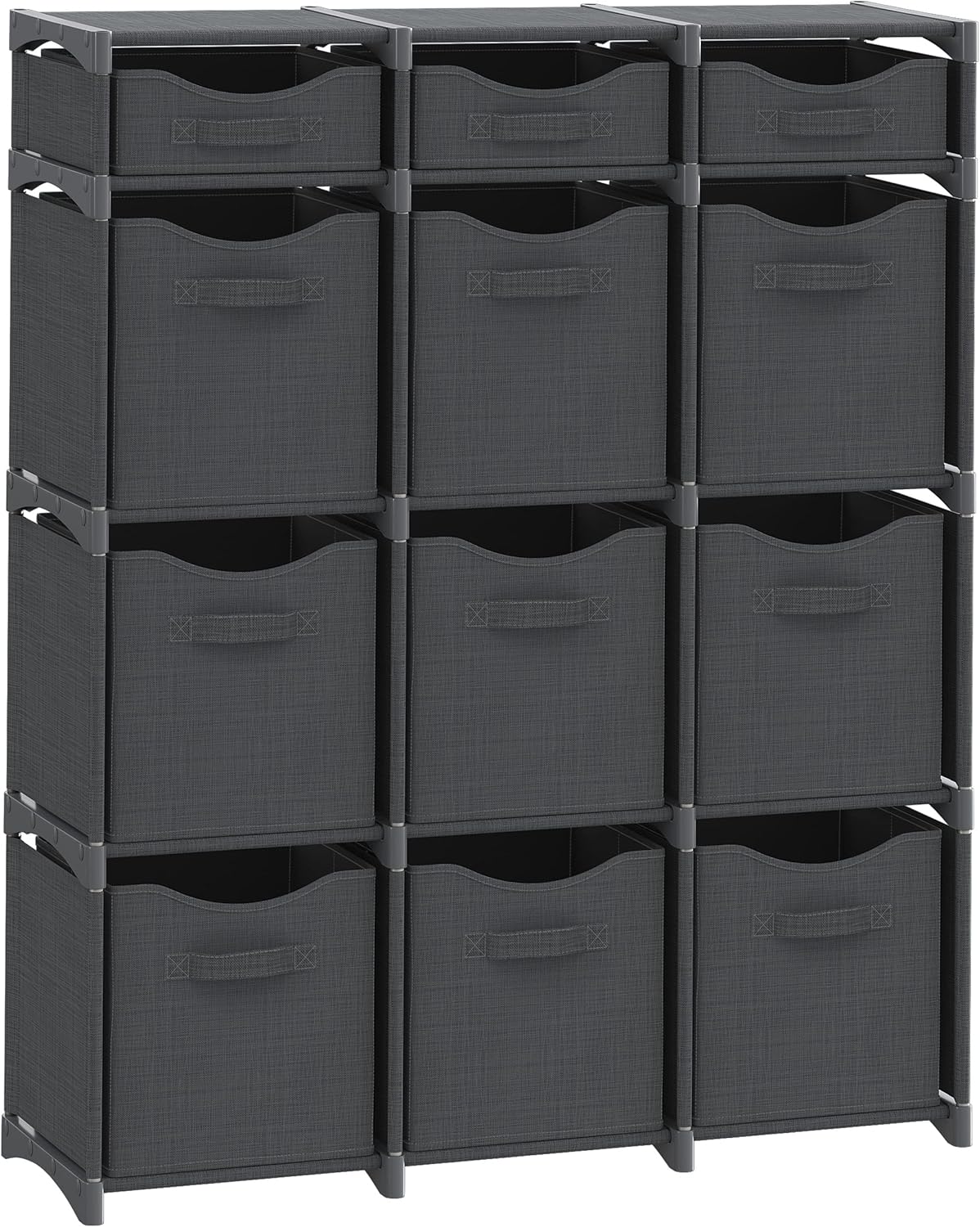 12 Cube Closet Organizers And Storage | Includes All Storage Cube Bins | Easy To Assemble Closet Storage Unit With Drawers | Room Organizer For Clothes, Baby Closet Bedroom, Playroom, Dorm (Dark Grey)