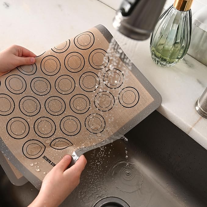 Macaron Silicone Baking Mats - Non-Stick Macaron Mat for Easy Baking | Heat Resistant & Dishwasher Safe Macaron Baking Mat | Reusable & Eco-Friendly, 3/4 Sheet Size - Pack of 3 - For Macarons And More