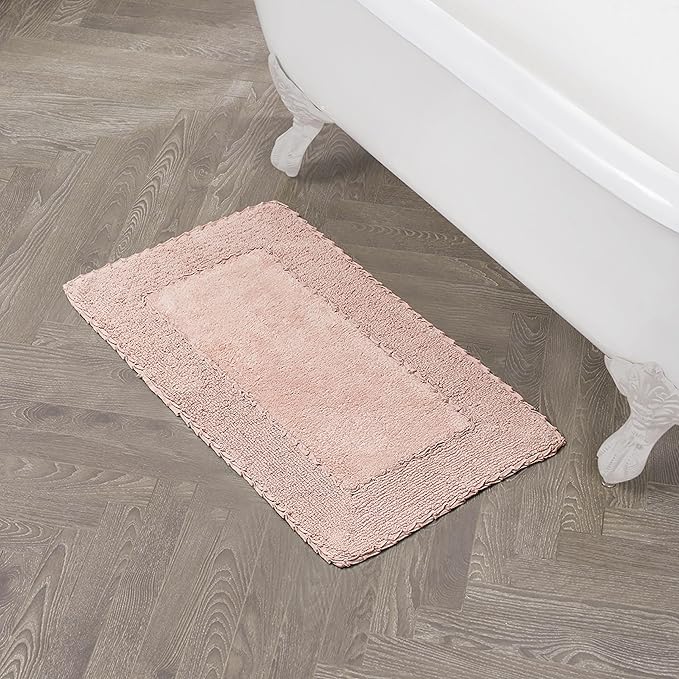 Laura Ashley Ruffle Border 100% Cotton Bath Rug, Blush Pink, 20"x 34"