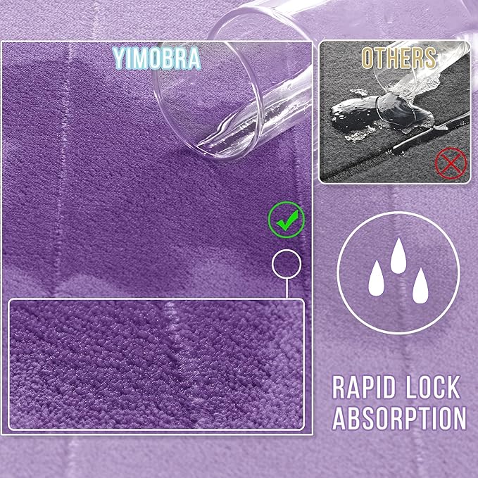 Yimobra Memory Foam Bath Mat, Super Soft Absorbent Bathroom Rug Non Slip, Quick Dry, Machine Washable Floor Carpet for Tub Shower, Home Decor Accessories, 24x17, Lavender