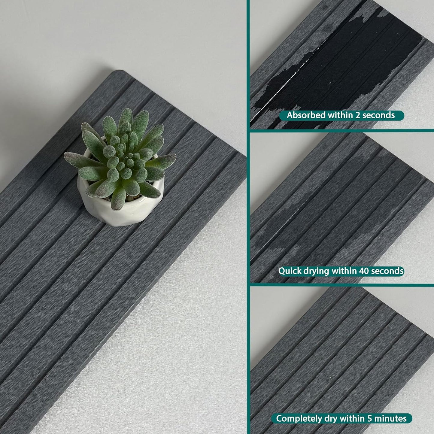 2 PCS Fast-Drying Sink Stone Tray, 12" x 5.5" Super Absorbent Diatomite Coasters, Grooved Design, Water Absorbing Stone Used for Hand Soaps & Plants & Toiletries in The Modern Home