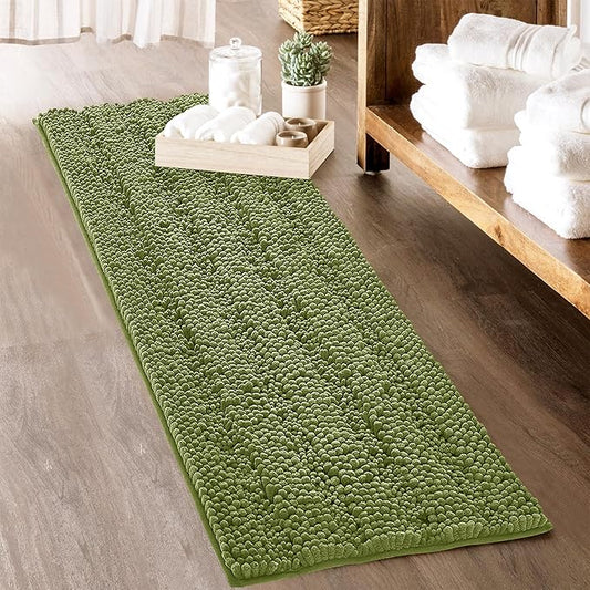KGORGE Bath Rugs - Soft Large Bathroom Rugs Floor Cover Water Absorbent Bath Mat Quick Drying Chenile Bathtub Shower Carpet for Toilet Door Way Kitchen Kids, Light Green, 60" x 24", 1 Pc