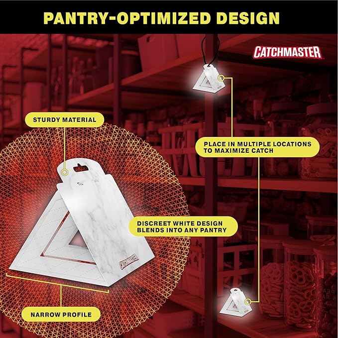 Catchmaster Pantry Moth Traps with Premium PheroGuard Technology – XL Marble Patterned, Extra-Strength Glue – Odorless, Traps & Eliminates Moths – Protects Pantry, Cabinets & Food Storage – 6-Pack