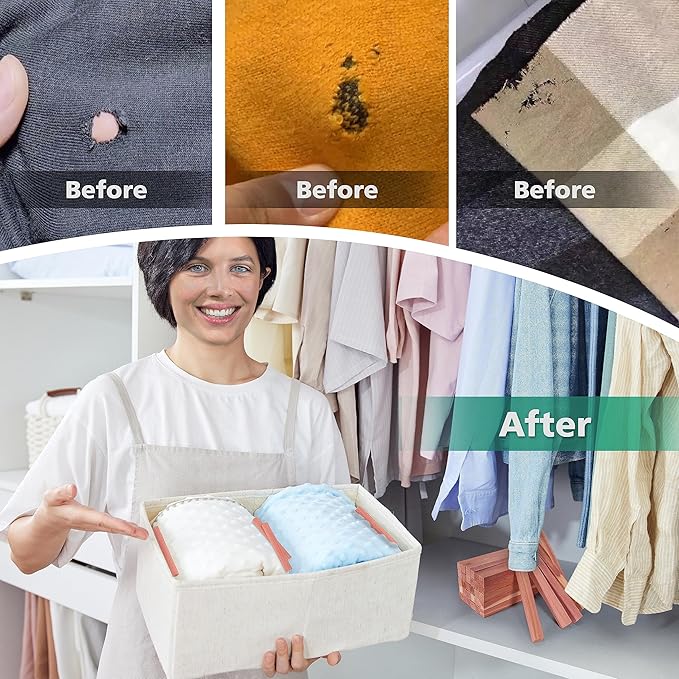 50PCS Cedar Blocks for Clothes Storage, 100% Aromatic Red Cedar Wood Sticks Chips for Closet, Wardrobe, Drawers