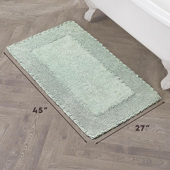 Laura Ashley Ruffle Border Sage Green 27"x 45" 100% Cotton Bath Rug