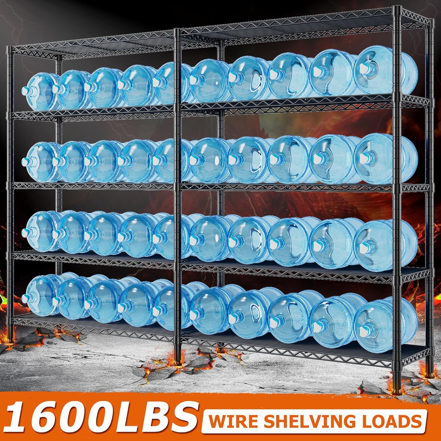 REIBII 1600LBS Storage Shelves 69.8''W Metal Shelving 5 Tier Wire Shelving Unit,Pantry Shelves Kitchen Shelves Adjustable Wire Commercial Shelf for Garage Storage Shelves, 69.8" Wx15.8 Dx72.4 H, Black