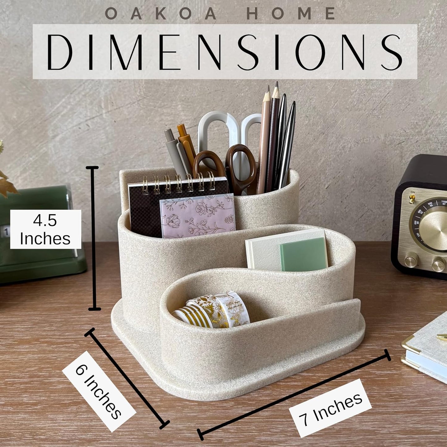 OAKOA Aesthetic Desk Accessories & Workspace Organizers - Cute Desk Organizer Pen Holder for Desk Aesthetic Office Supplies - Modern Pencil Holder - Boho Office Decor