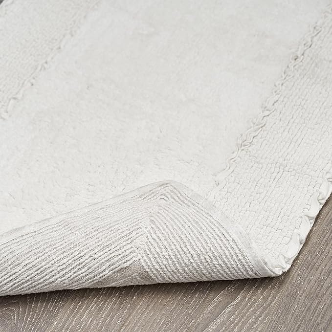 Laura Ashley Ruffle Border White 27"x 45" 100% Cotton Bath Rug