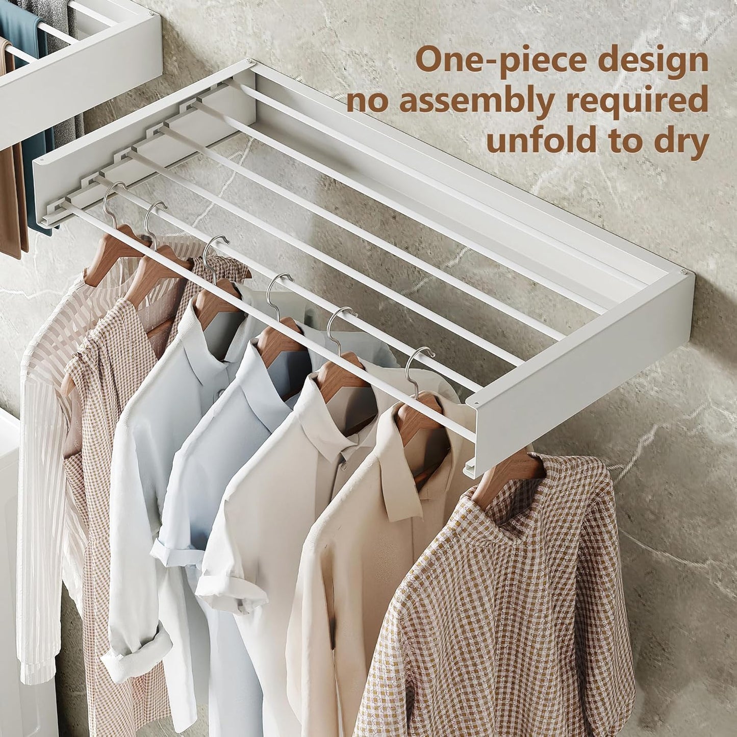 Wall Mounted Drying Rack,Drying Rack Clothing,Collapsible Hanger Racks for Laundry,Laundry Rack,Wall Mounted Clothes Rack (White, 32 Inch)