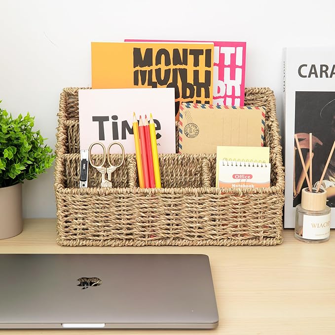Mail Organizer Countertops, Desk Organizer Bills Organizer, Mail Sorters Organizers, Pencil Holder Magazine File Holder, Desk Organizer and Accessories(Seagrass)