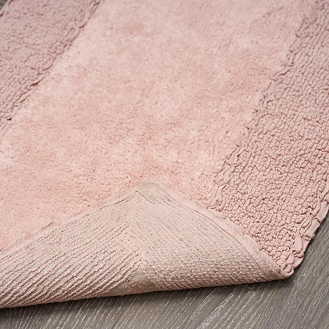 Laura Ashley Ruffle Border 100% Cotton Bath Rug, Blush Pink, 20"x 34"