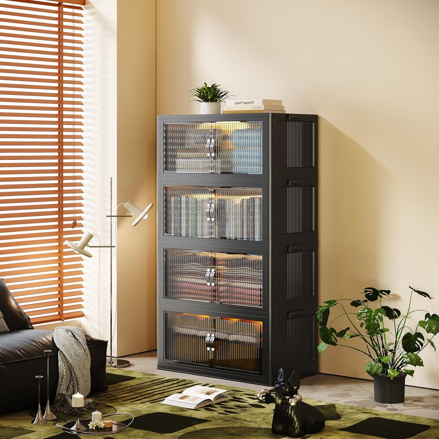 SAILUN 109Gal/434Qt Stackable Storage Bins Folding Collapsible Storage Bins with Lid, Closet Organizers and Storage