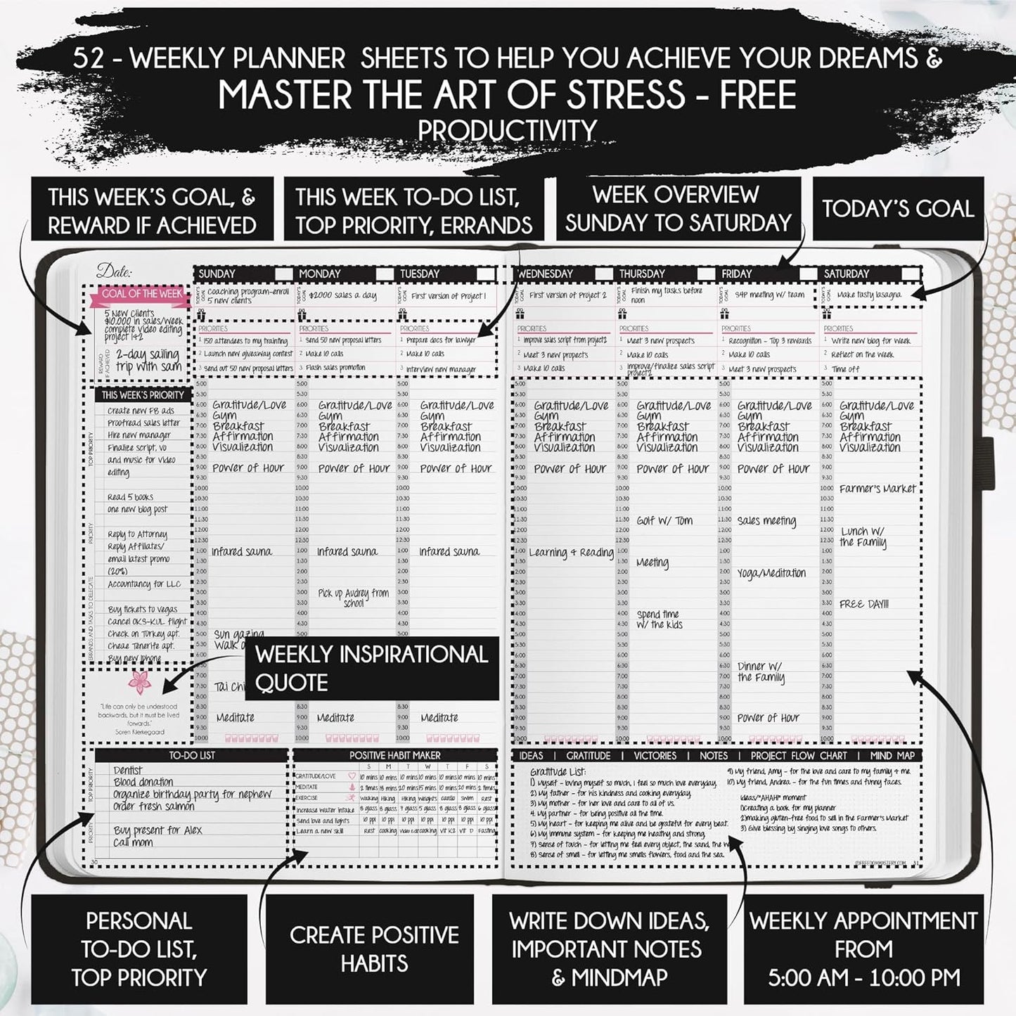 2026 Planner Weekly and Monthly | Law of Attraction Planner with Panduo App | A 12 Month Journey for Productivity, Gratitude & Goal Setting | Includes Foldable Vision Board, Gift Box & Stickers