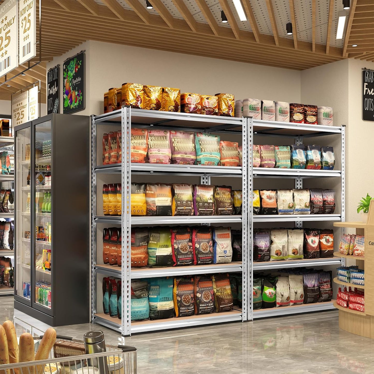 REIBII 2020LBS Garage Shelving Heavy Duty Metal Shelving 5 Tier Storage Shelves, Metal Shelves for Basement, Warehouse, Pantry, Closet, Kitchen, 72" H x 35.55" W x 16" D, Galvanized, 3 Pack