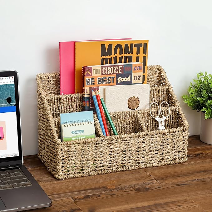 Mail Organizer Countertops, Desk Organizer Bills Organizer, Mail Sorters Organizers, Pencil Holder Magazine File Holder, Desk Organizer and Accessories(Seagrass)