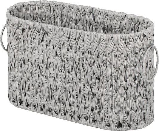 GRANNY SAYS Toilet Paper Storage, Toilet Paper Basket for Bathroom, 6 Mega Rolls Organizer Free Standing, Wicker Basket for Bathroom Storage, Grey