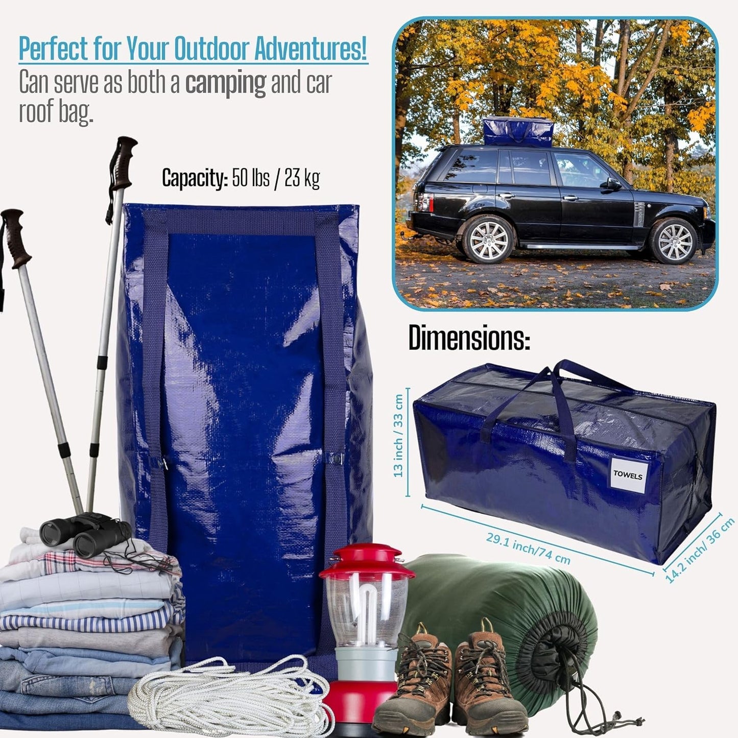 VENO 6 Pack Moving Bags w/Backpack Straps, Heavy Duty, Moving Boxes Alternative, Packing Supplies, Large Storage Totes for Dorm Room Essentials with Zipper for Clothes (Blue, 6 Pack)