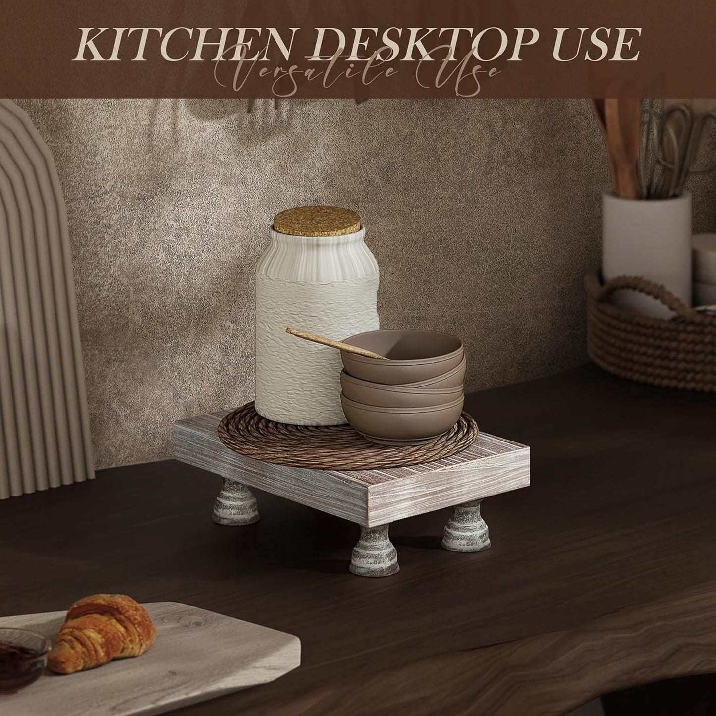 EOSAHR Farmhouse Fir Wood Risers for Decor on Coffee Table - Risers Display Stands for Stylish Home Decor - Perfect for Plant Stand & Perfume Organizer (Natural Wood, 8.5")