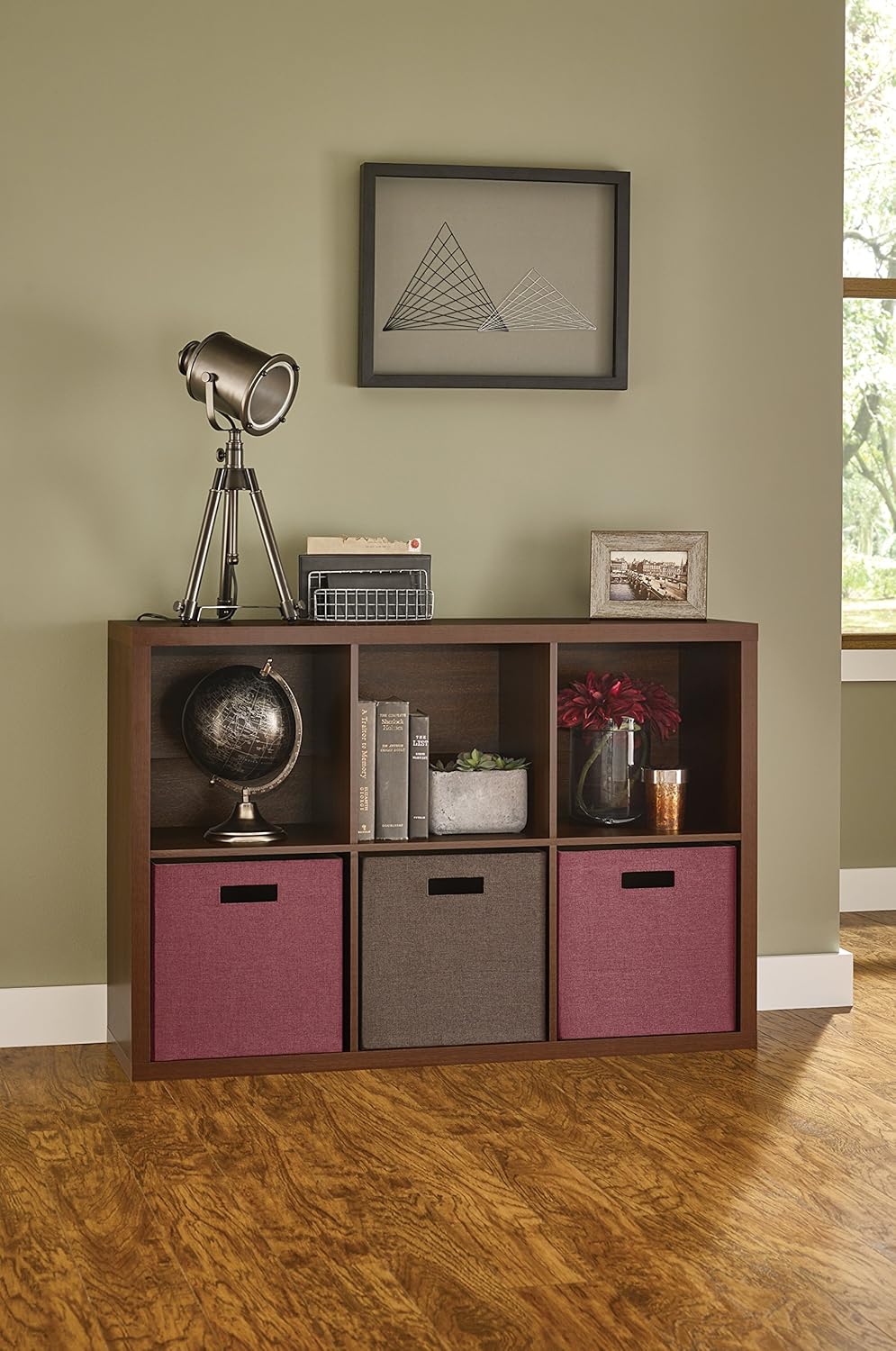 ClosetMaid 6 Cube Storage Shelf Organizer Bookshelf with Back Panel, Easy Assembly, Wood, Dark Chestnut Finish