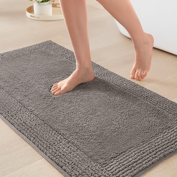 Madison Park Splendor Reversible 100% Cotton Tufted Bathroom Rug-3000 GSM Hotel Quality Luxurious Plush Medium Pile Bath Mat Absorbent, Quick Dry, Shower Room Décor, 24x36 Charcoal
