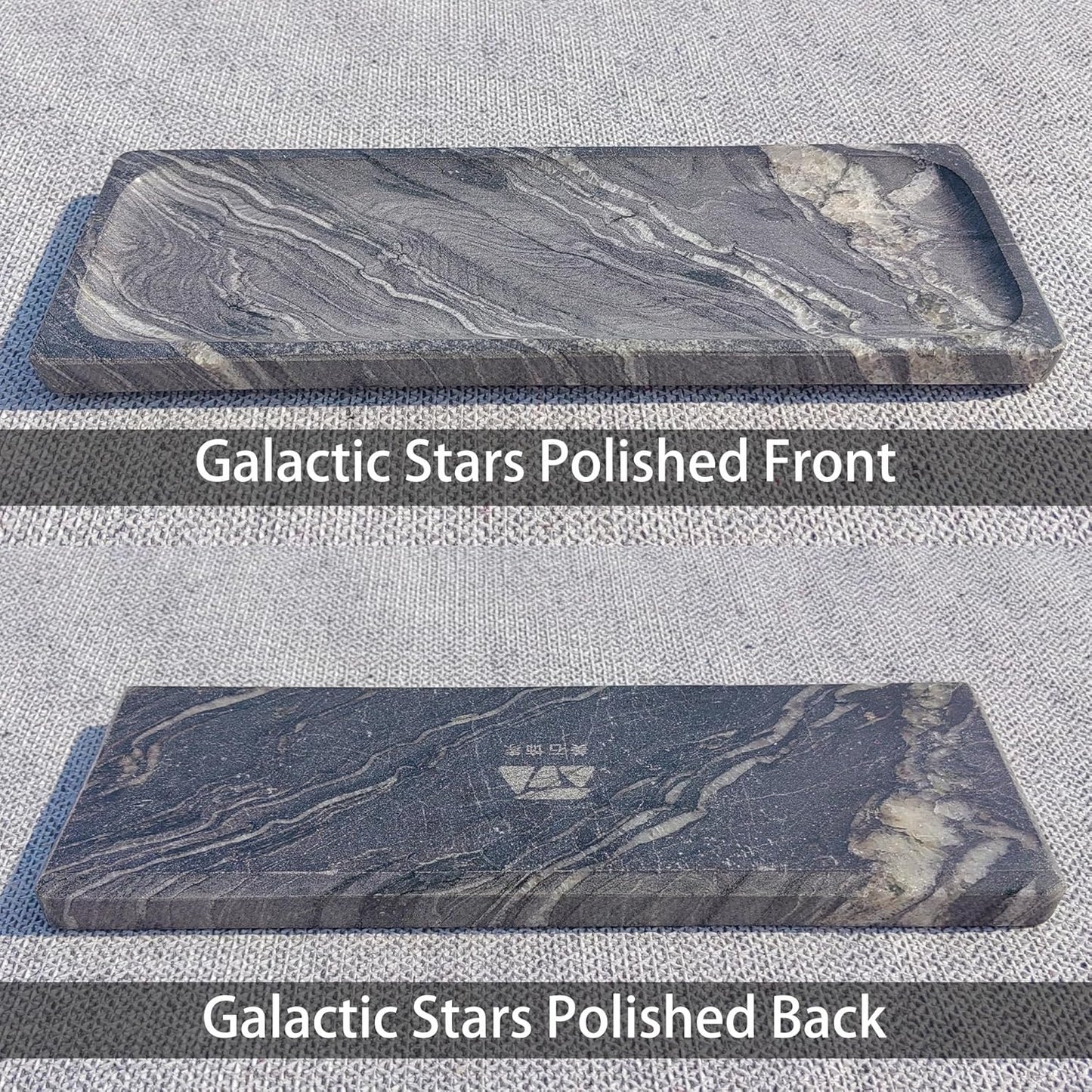 Long Natural Marble Vanity Tray: 10.6”x3.5” Organizer for Bathroom Kitchen Dresser Jewelry, Decorative Catch-All Trays for Coffee Table Home Decor, Polished Galactic Stars