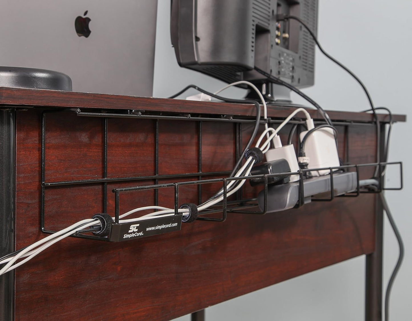 Simple Cord Wire Tray Desk Cable Organizer - 32" Open Slot Raceway to Hold Cables, Cords, or Wires on Desks - Office Cable Management (Pack of 2) (5582703058) Black