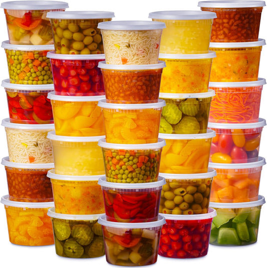 Munfix 48 Pack 16 Oz Plastic Deli Containers with Lids - Food Storage Containers with Lids - Clear Disposable Airtight Meal Prep Containers, BPA Free, Stackable, Leakproof, Microwave and Freezer Safe