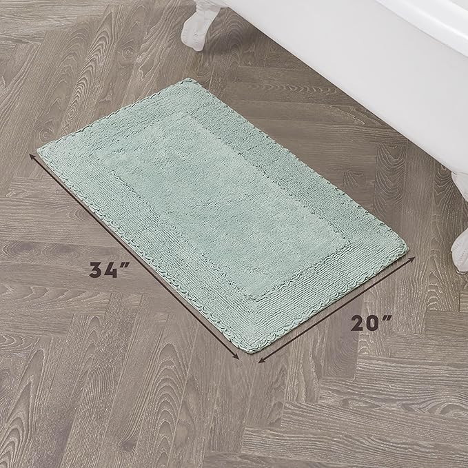 Laura Ashley Ruffle Border 100% Cotton Bath Rug, Aqua, 20"x 34"