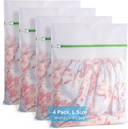4 Pcs Mesh Laundry Bags Set for Delicates with AUTO-Lock Zipper, Lingerie Bags for Washing Delicates, Laundry Bags Mesh Wash Bags, Delicates Laundry Bag for Jeans,Blouse,Stocking,Bra(Large,20" x 16")