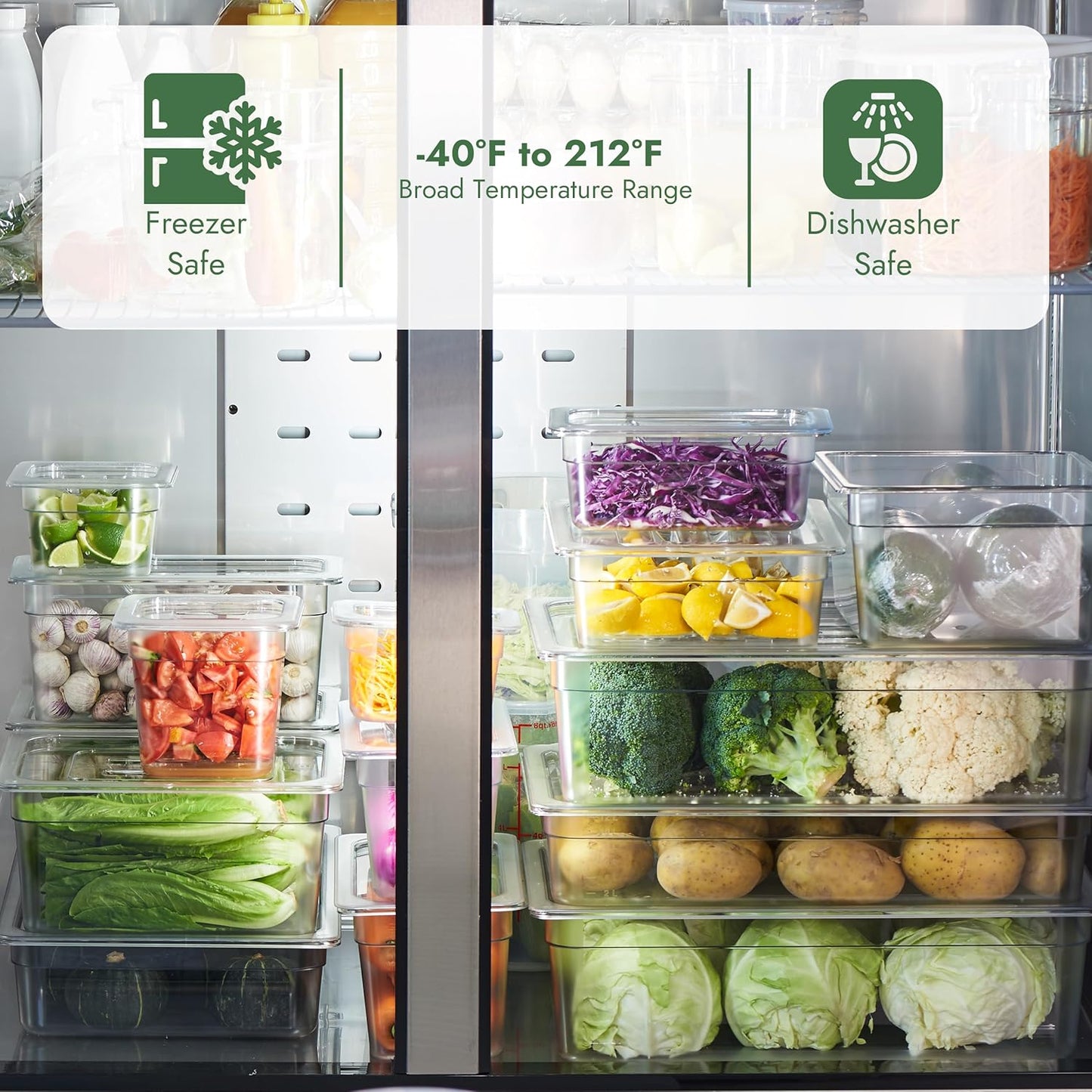 CURTA 6-Pack 1/9 Size 4" Deep NSF Polycarbonate Food Pans with Handled Lids | Dishwasher & Freezer Safe Clear Container for Prep Tables, Buffet, Salad Bar, Commercial Kitchen