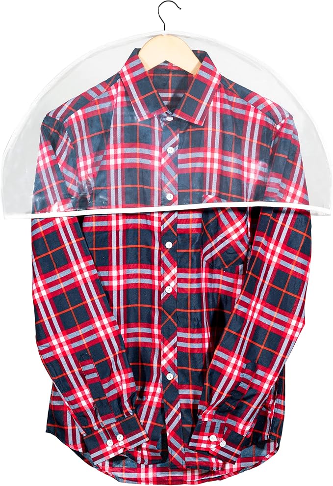 Clear Shoulder Covers Vinyl Plastic Hanger Covers for Clothes (Set of 12), Closet Clothes Protectors Breathable Garment Cover with 2" Gusset, Suit Shoulder Covers for Closets - 24'' X12" X2''/12 Pack