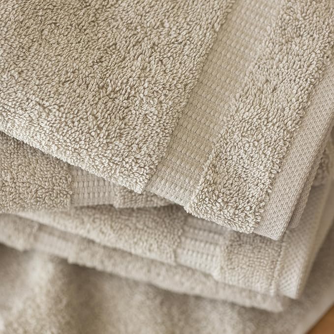 SALBAKOS 100% Turkish Cotton Washcloth Set of 12 13x13 inch | Heirloom Quality | Hotel & Spa Collection | Ultra Soft, Super Absorbent, Washcloth Towels | Made in Turkey (Stone, 12 Washcloths)