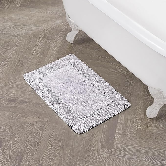 Laura Ashley Ruffle Border 100% Cotton Bath Rug, Purple, 17"x 24"