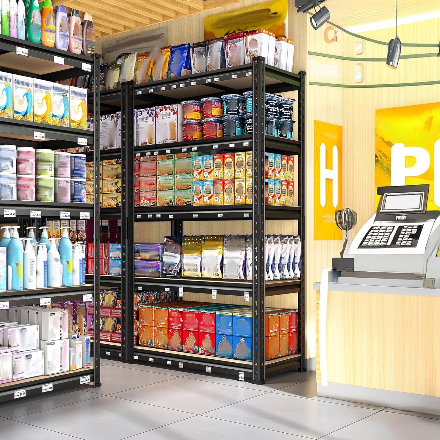 REIBII Set of 2 Storage Shelves 5 Tier Garage Shelving Heavy Duty Metal Shelving 2000LBS Garage Shelves Adjustable Metal Shelf for Kitchen Warehouse Pantry Commercial Use 27.6" Wx11.8 Dx60 H