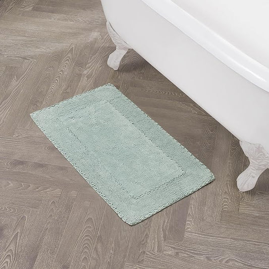 Laura Ashley Ruffle Border 100% Cotton Bath Rug, Aqua, 20"x 34"