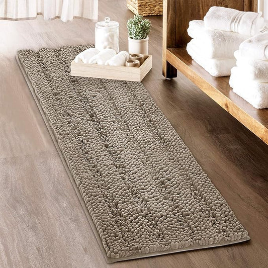 KGORGE Large Bathroom Rugs - Soft Bath Mat Water Absorbent Non-Slip Quick Drying Thick Shaggy Bathtub Floor Carpet Decor Toilet Kitchen Entryway, 60" x 24", Taupe, 1 Pc