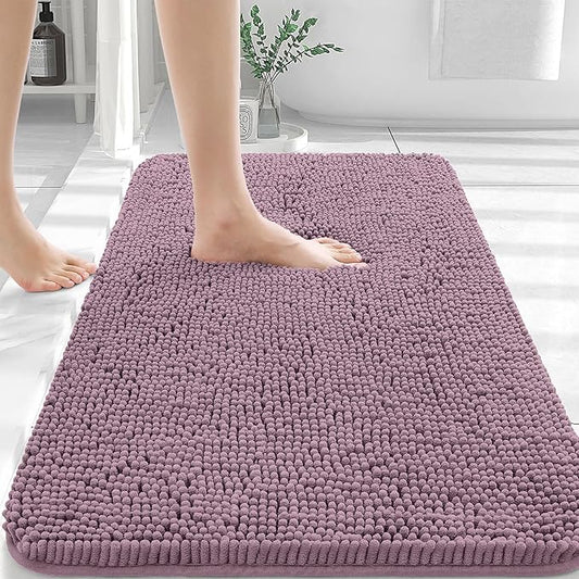 OLANLY Bathroom Rugs 36x24, Extra Soft Absorbent Chenille Bath Rugs, Rubber Backing Quick Dry, Machine Washable Bath Mats for Bathroom Floor, Tub and Shower, Home Decor Accessories, Deep Plum