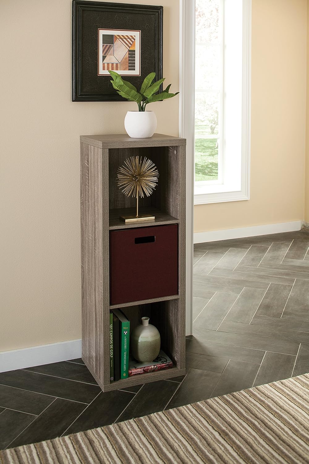 ClosetMaid 3 Cube Storage Shelf Organizer Bookshelf with Back Panel, Easy Assembly, Wood, Weathered Gray