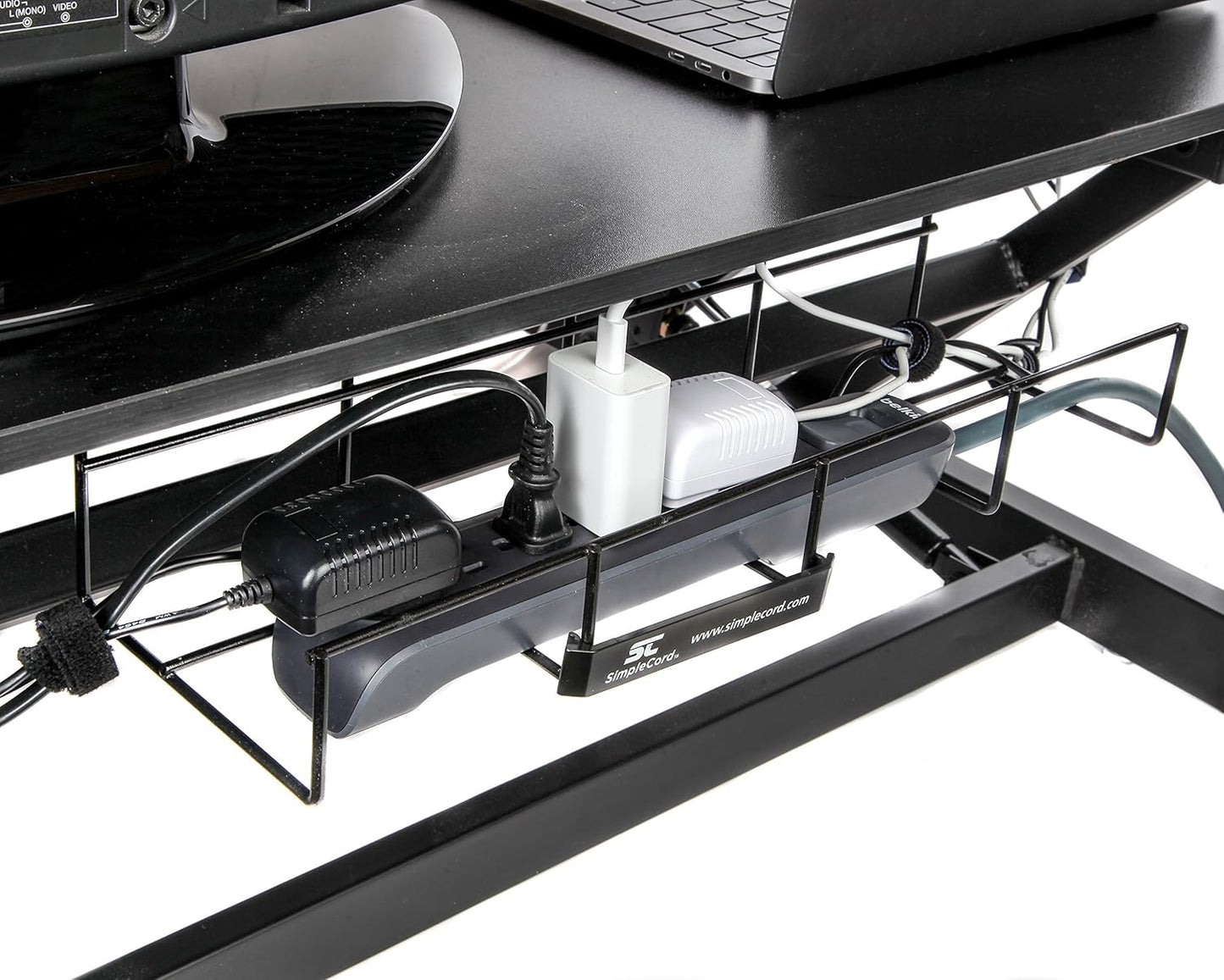 Simple Cord Wire Tray Desk Cable Organizer - 32" Open Slot Raceway to Hold Cables, Cords, or Wires on Desks - Office Cable Management (Pack of 2) (5582703058) Black