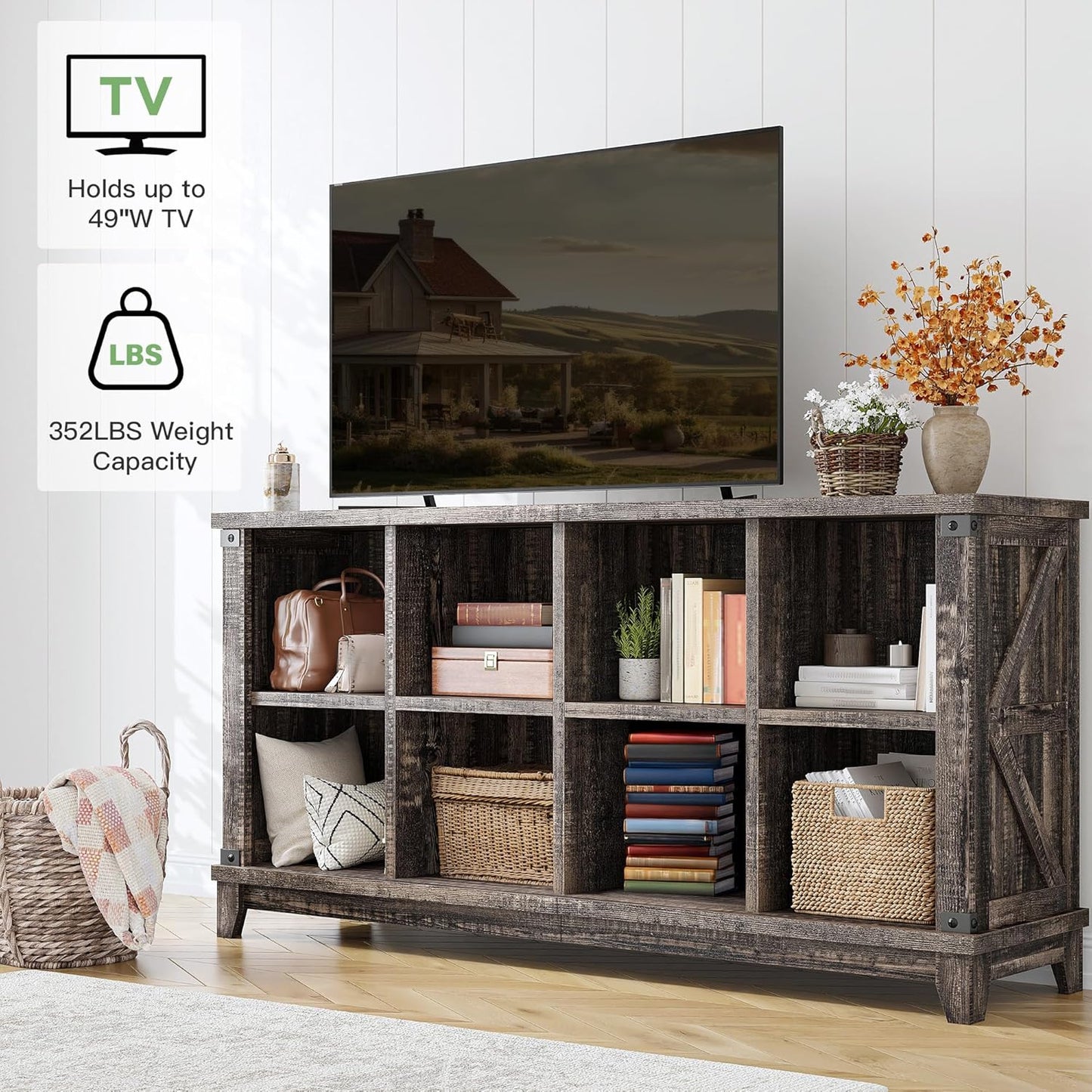 EnHomee 8 Cube Storage Organizer and Shelves, Cube Shelf Bookshelf for Home and Bedroom, Black Oak