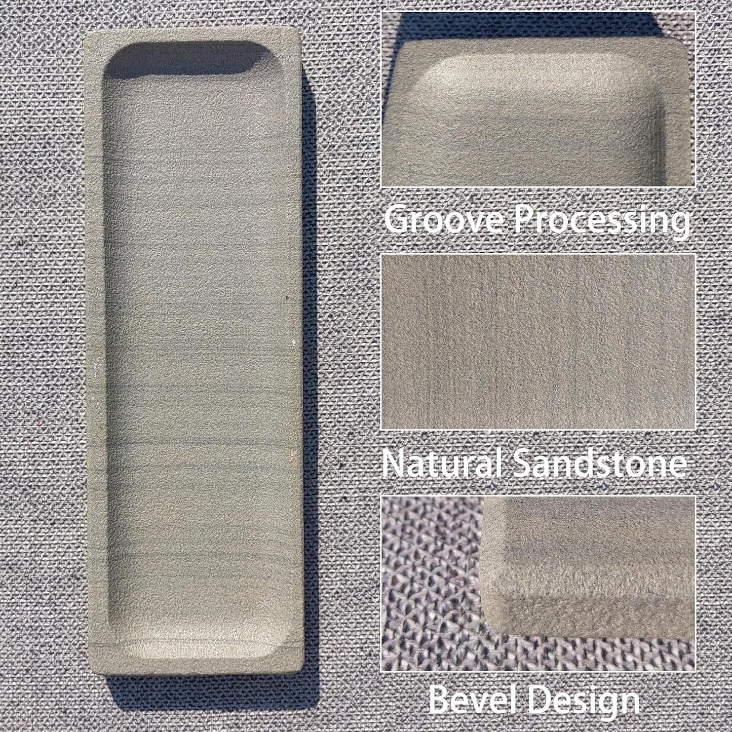 10.6" x 3.5" Sandstone Bathroom Vanity Tray: Organizer for Bathroom Kitchen Dresser Makeup Desk Entryway Decor, Green Wood Grain