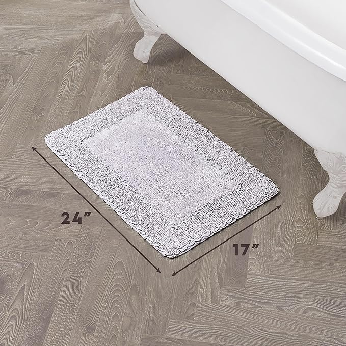 Laura Ashley Ruffle Border 100% Cotton Bath Rug, Purple, 17"x 24"