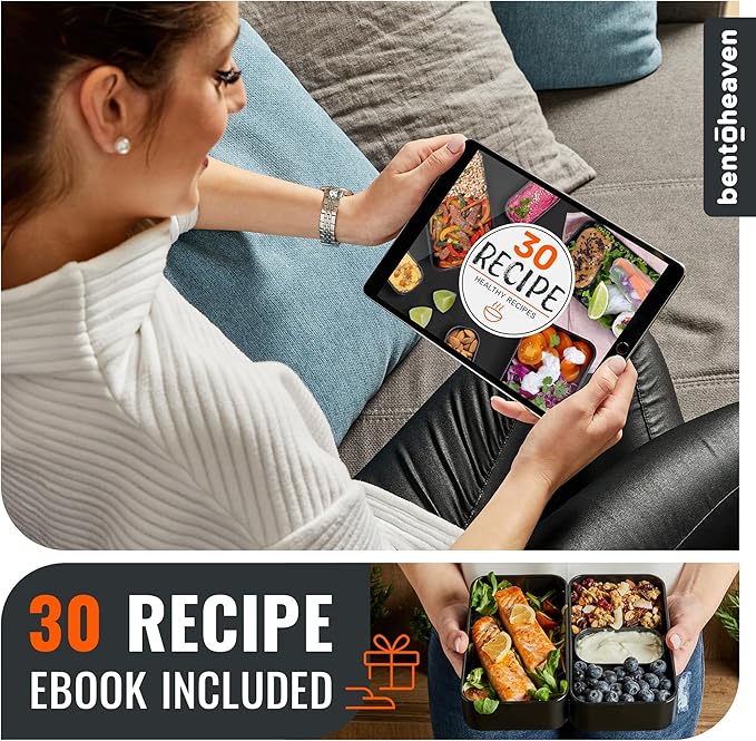 Bentoheaven Premium Bento Box Adult Lunch Box with Compartments for Women & Men, Set of Utensil & Chopsticks & Dip Container, Cute Japanese Kids Bento Lunch Box, Microwavable (Olive Garden)