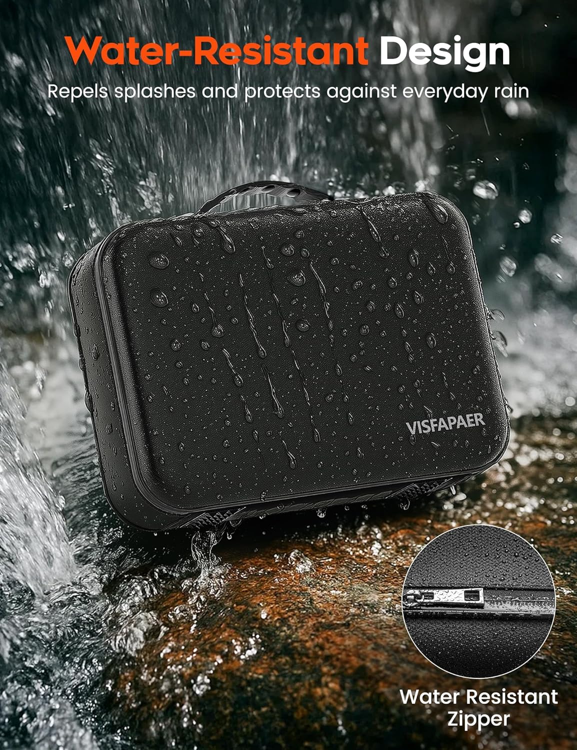 Fireproof Document Box with Lock, Waterproof Hard Shell File Organizer with 13 Pocket Accordion Folder for Important Documents, Laptop, Passports, Portable Home Office Travel Safe Box