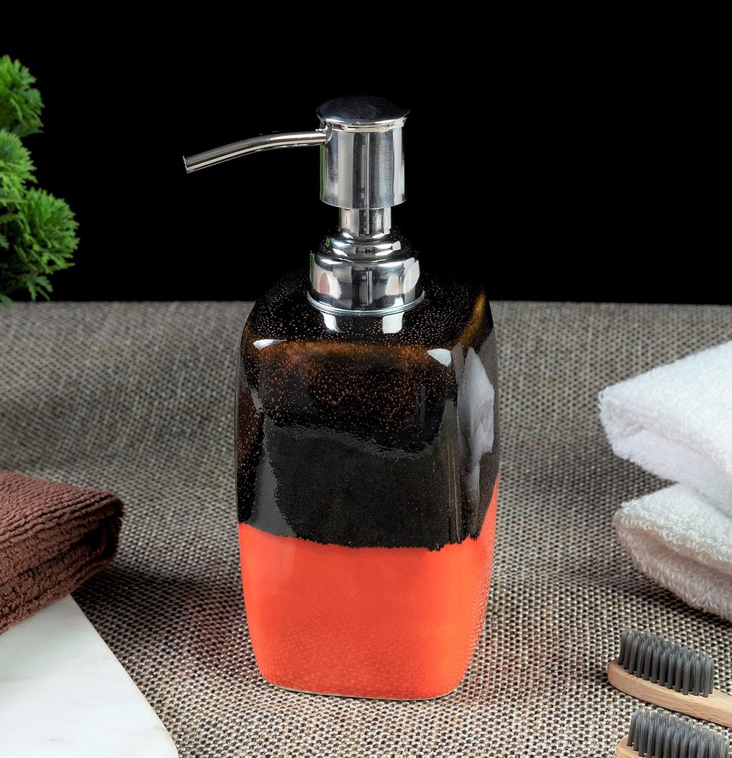 Handmade Ceramic Soap Dispenser Hand Painted Complete Bath Luxury Accessory Kitchen Bathroom Countertop Organizer Home Decoration 9.5 OZ Refillable Rust Proof Pump Lotion Liquid Soap Dispenser 6.5"