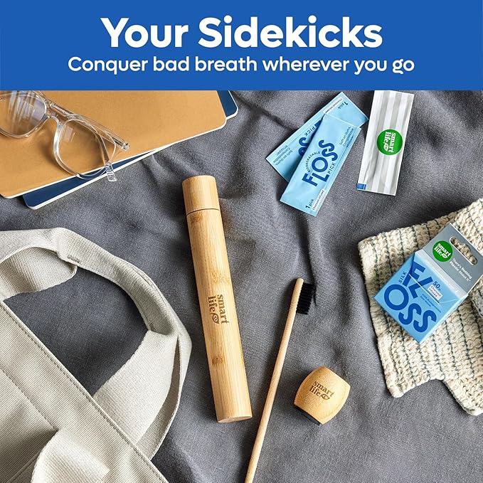 Bamboo Charcoal Toothbrushes (4 Pack) with Travel Case & Stand - Extra Soft Bristles for Adults & Kids Teeth | Zero Waste Travel Toothbrush Kit | Natural Eco-Friendly Wooden Brush Holder Cover